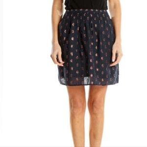 J.Crew Navy A-Line Mini Skirt With Metallic Polka Dots